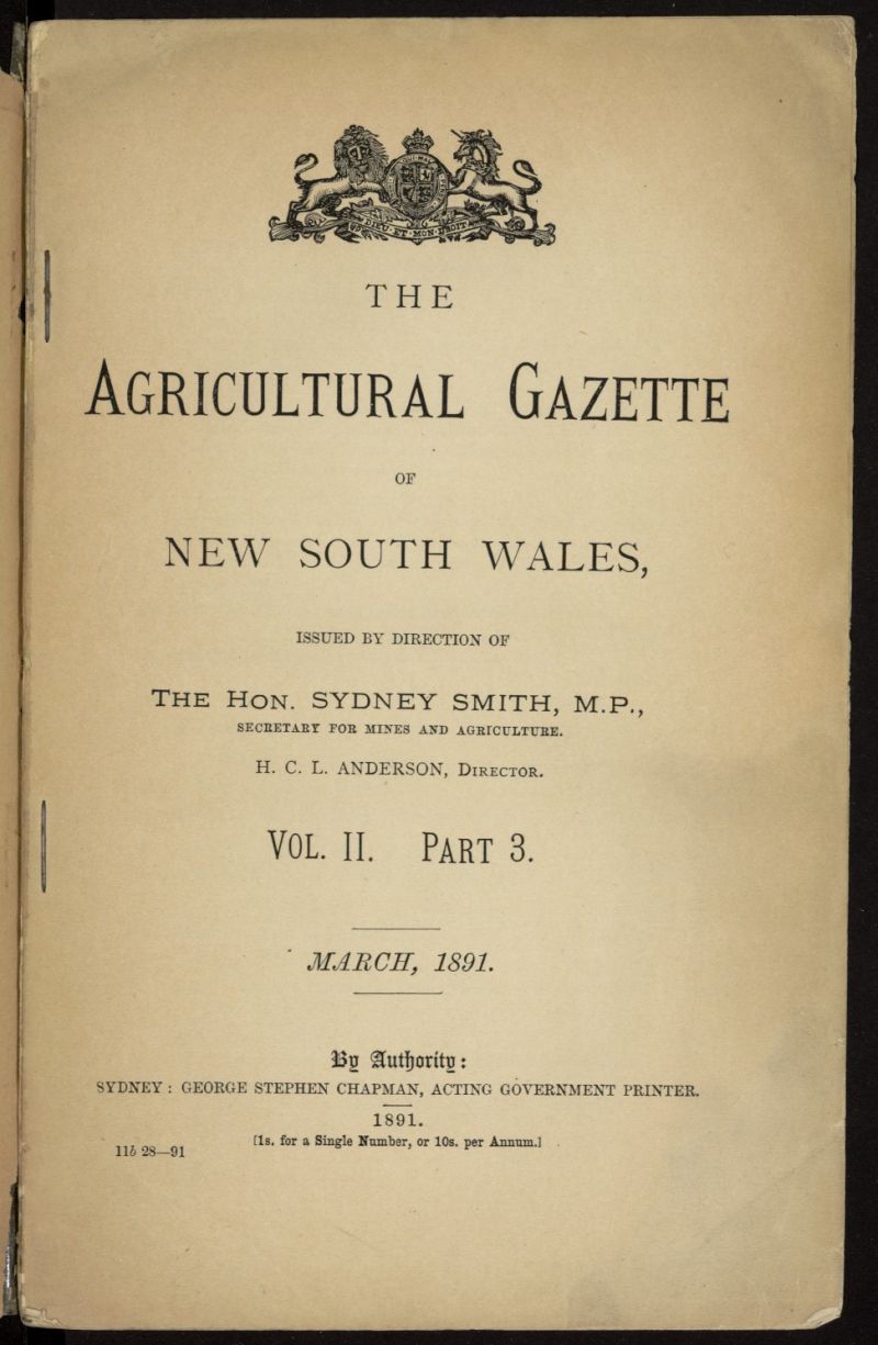 The Agricultural Gazette of New South Wales