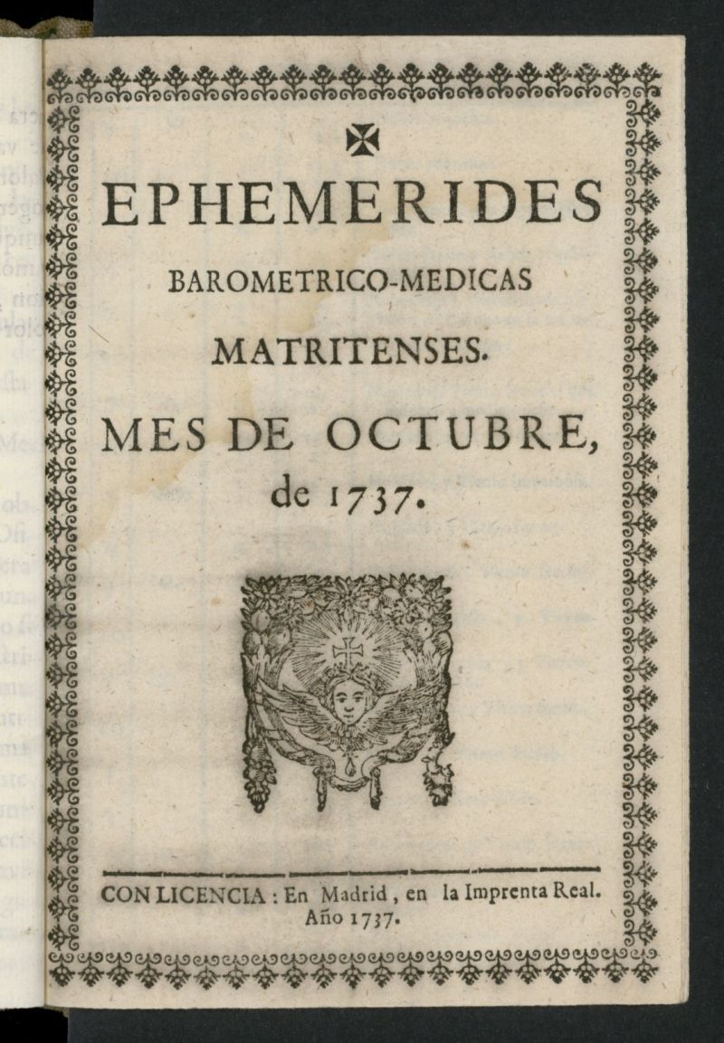 Ephemmrides baromtrico-mdicas matritenses de octubre de 1737