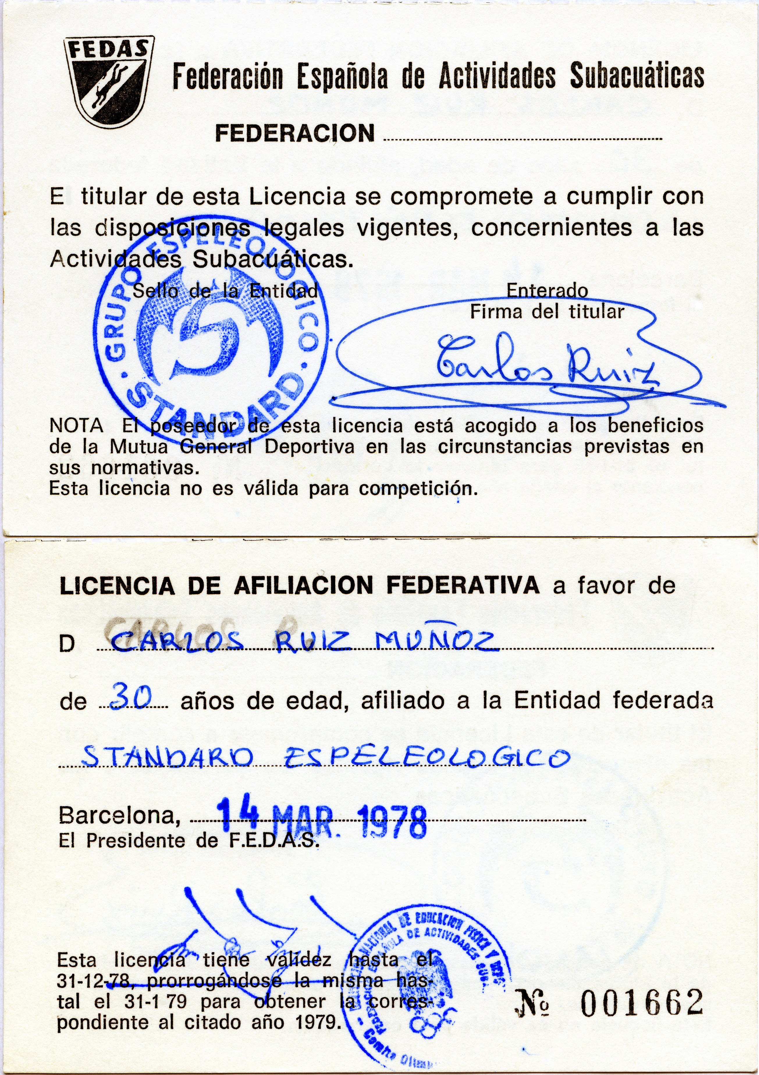 Carn de actividades subacuticas de Carlos Ruiz