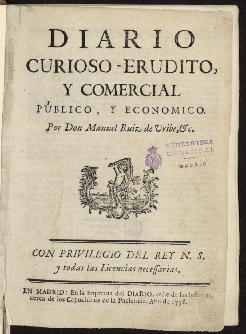 Diario Noticioso, Curioso-Erudito y Comercial, Pblico y Econmico