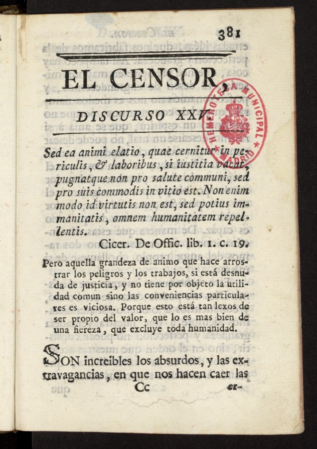 El Censor: obra peridica de 1781, discurso n 25