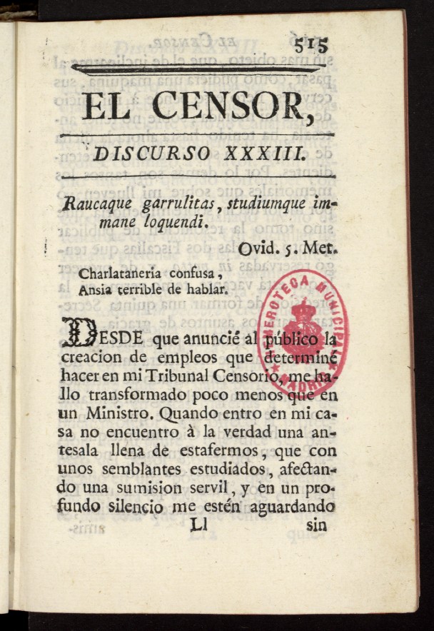 El Censor: obra peridica de 1781, discurso n 33