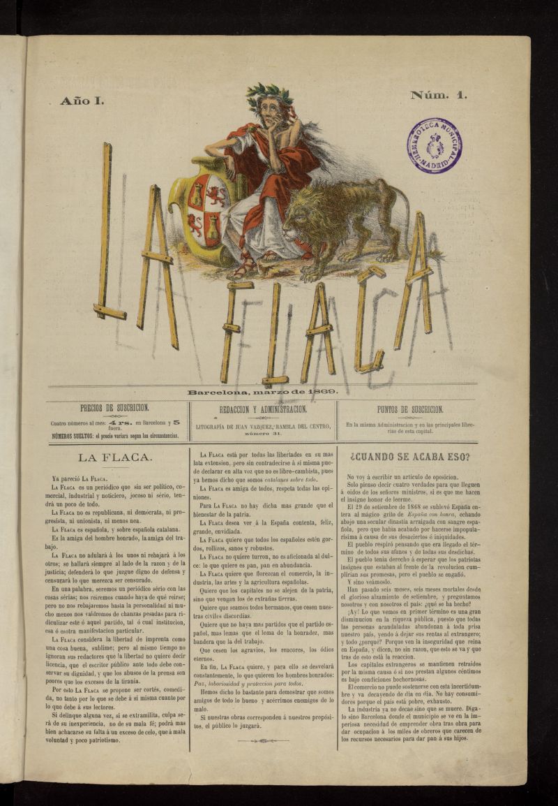 La Flaca de marzo de 1869, n 1