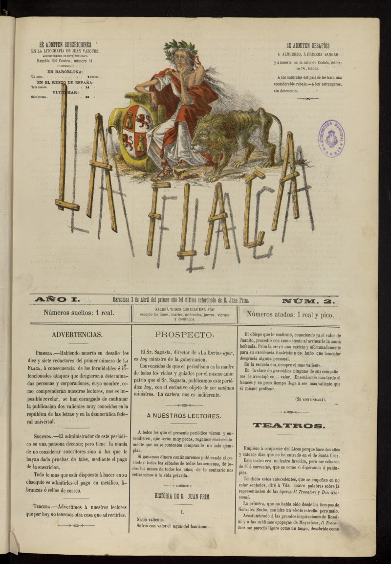 La Flaca del 3 de abril de 1869, n 2