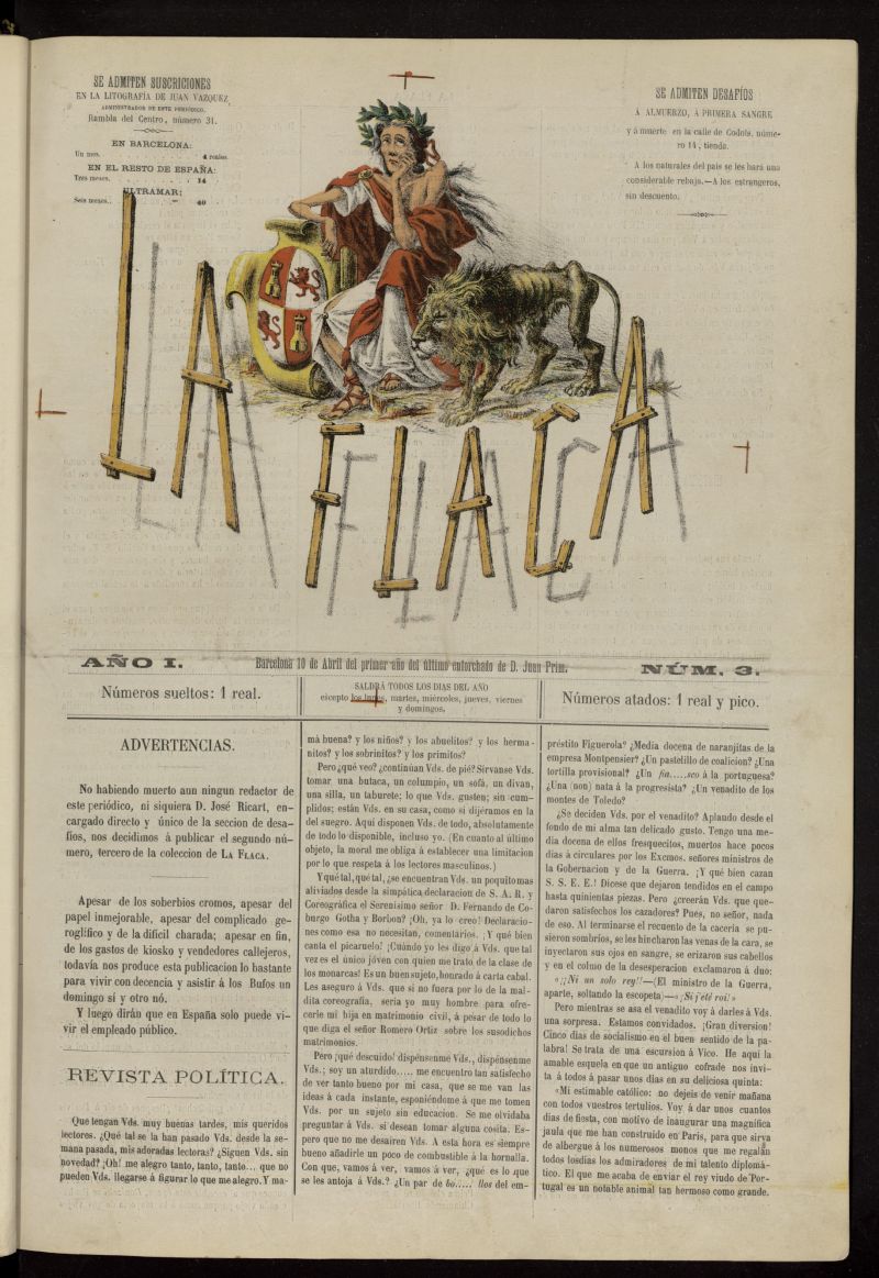 La Flaca del 10 de abril de 1869, n 3