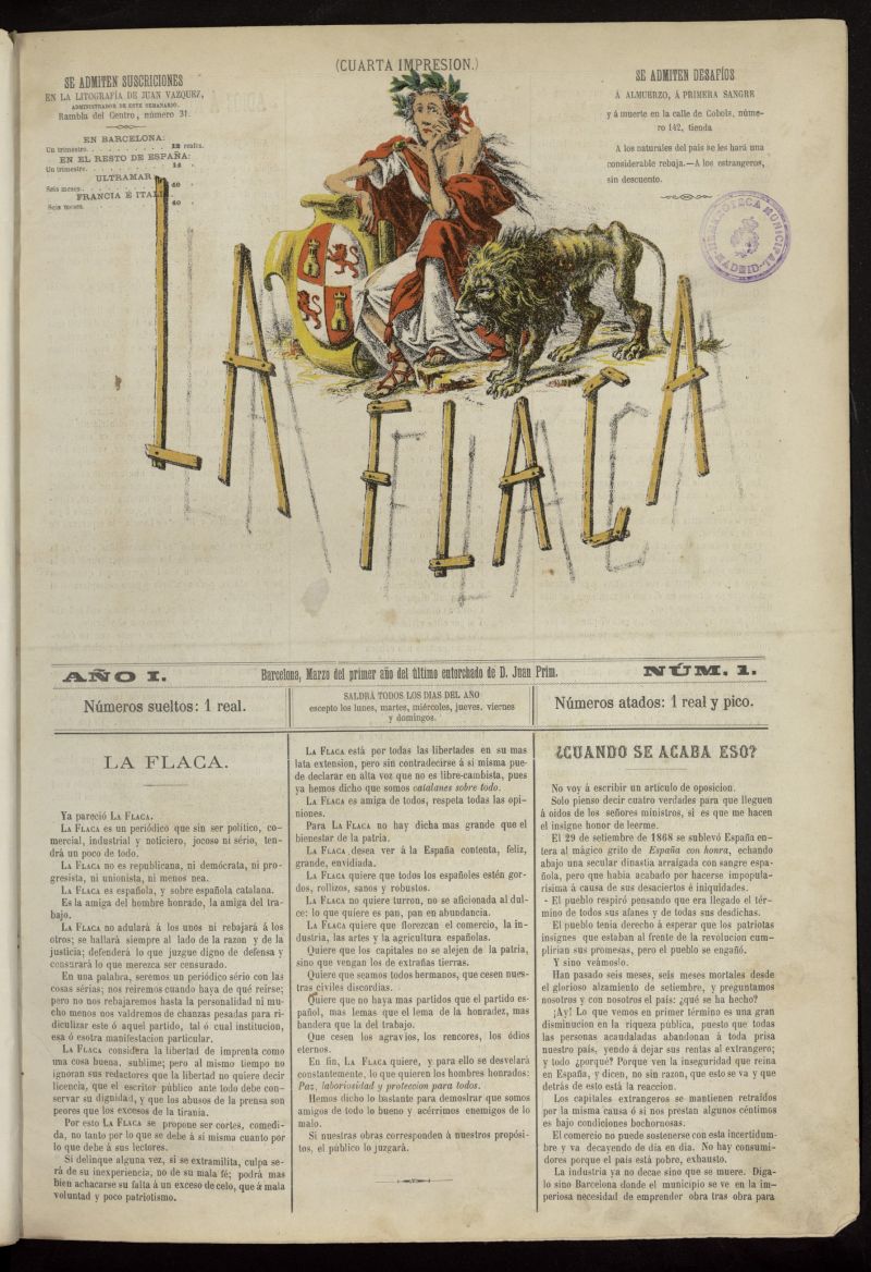 La Flaca de marzo de 1869, n 1