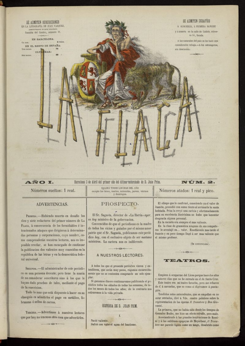 La Flaca del 3 de abril de 1869, n 2