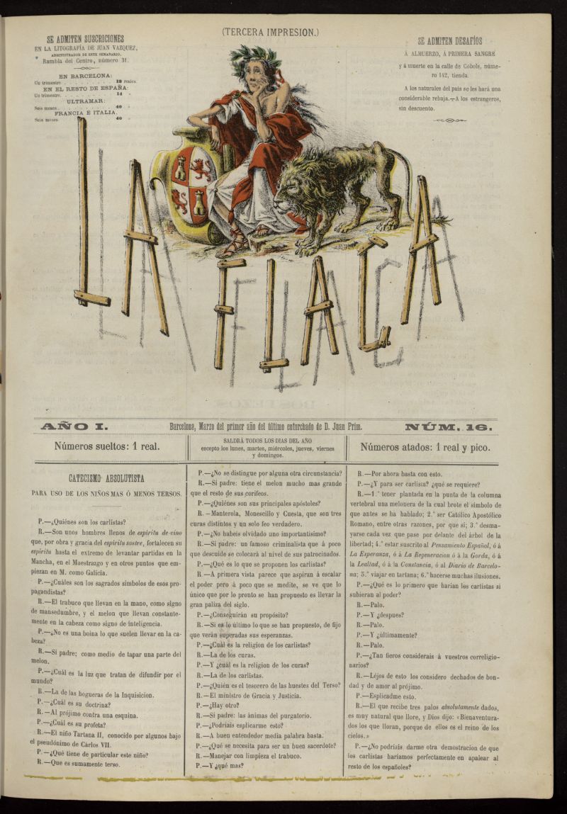 La Flaca de marzo de 1869, n 16 (tercera impresin).