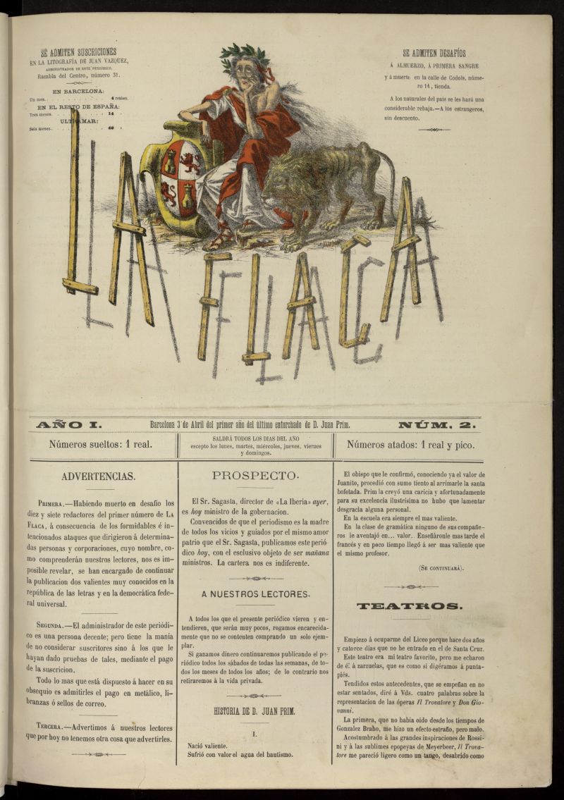 La Flaca del 3 de abril de 1869, n 2