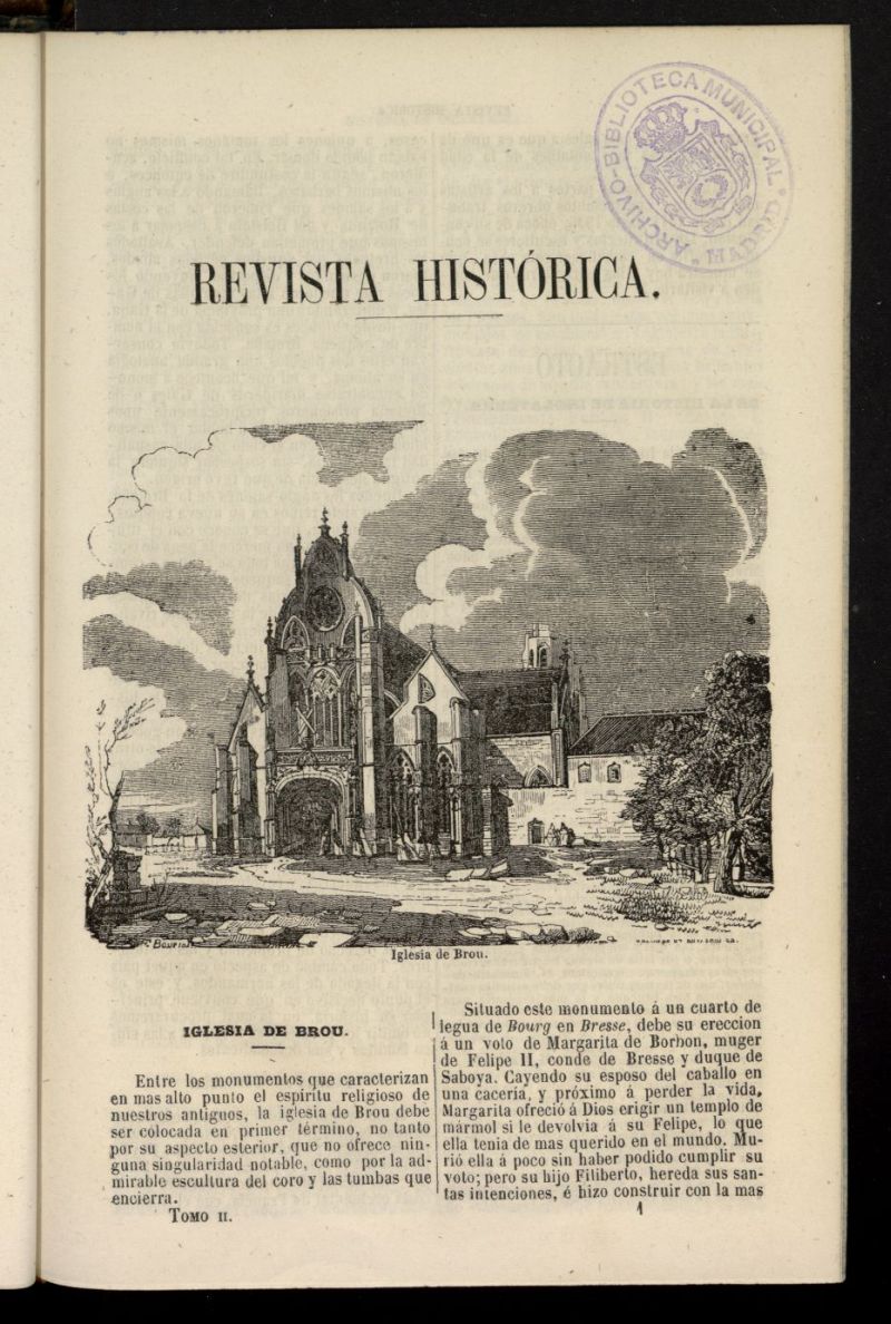 Revista histrica: peridico mensual ilustrado gratis a los suscritores de la Biblioteca Popular de 1851, tomo II