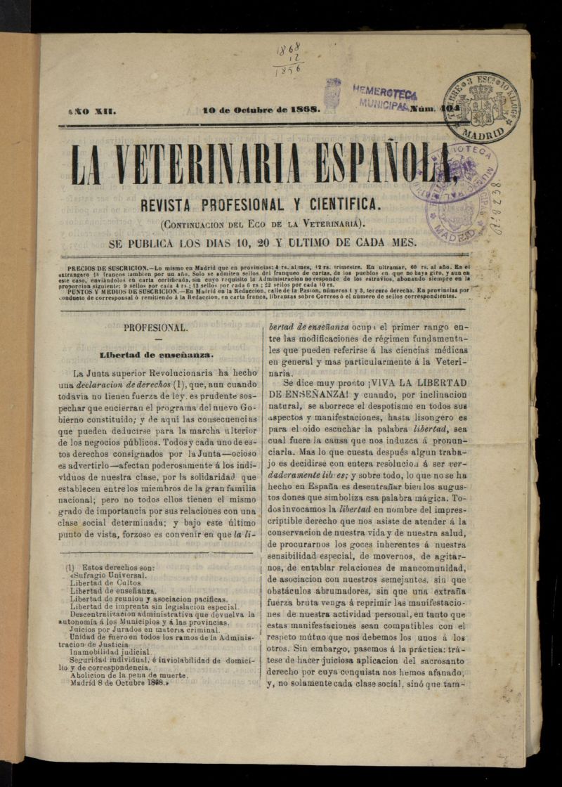 La Veterinaria revista profesional y cientfica