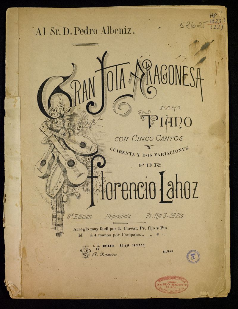 Gran jota aragonesa: para piano con cinco cantos y cuarenta y dos variaciones