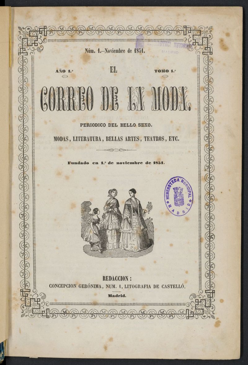 El Correo de la Moda: peridico del bello sexo de noviembre de 1851, n 1