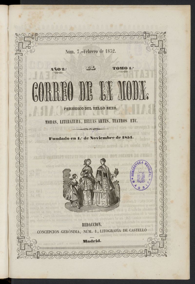 El Correo de la Moda: peridico del bello sexo de febrero de 1852, n 7