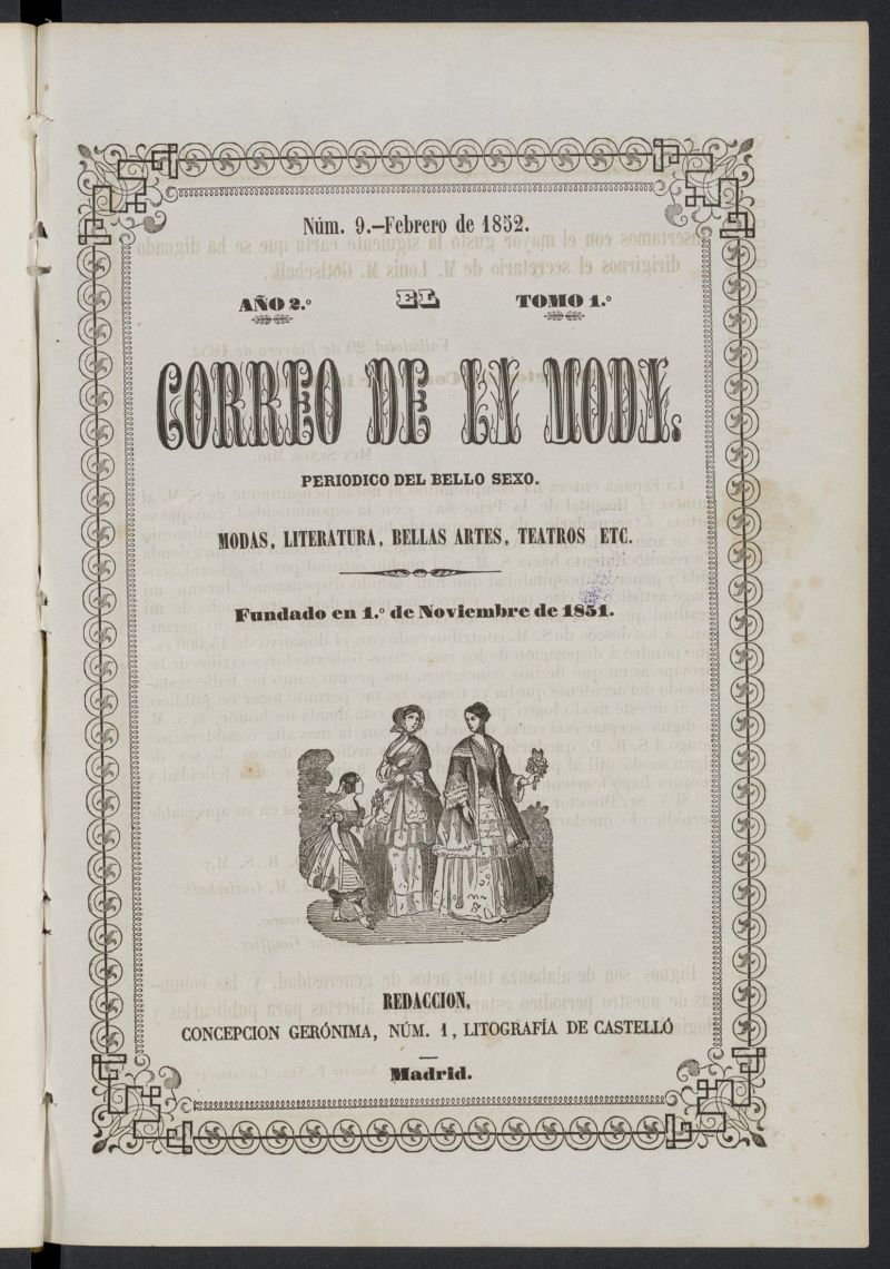 El Correo de la Moda: peridico del bello sexo de febrero de 1852, n 9