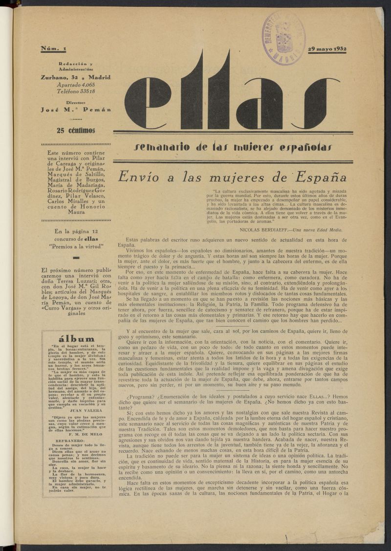 Ellas: semanario de las mujeres espaolas del 29 de mayo de 1932