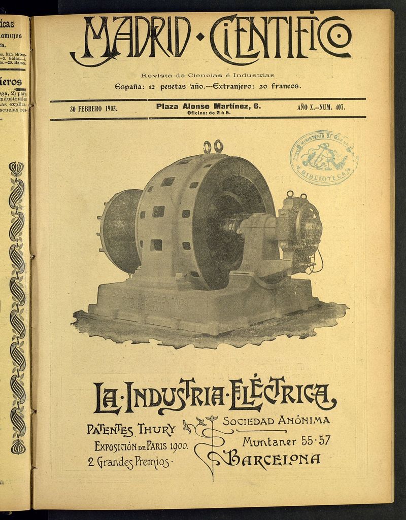 Madrid Cientfico: revista de Ciencias del 30 [sic] de febrero de 1903