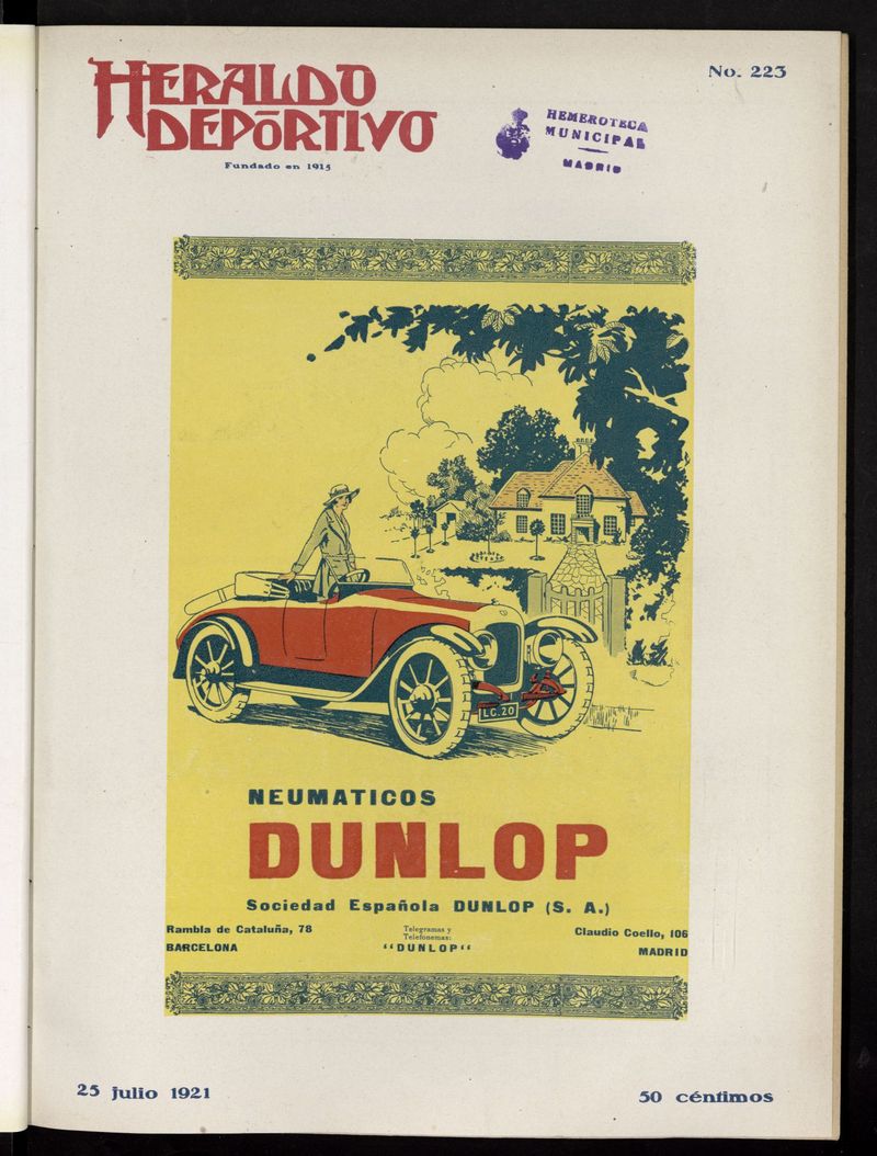 Heraldo Deportivo del 25 de julio de 1921