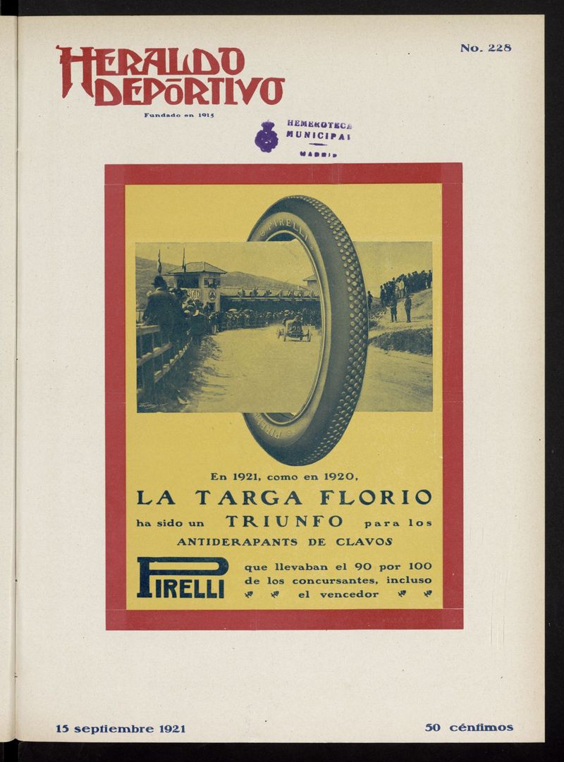 Heraldo Deportivo del 15 de septiembre de 1921