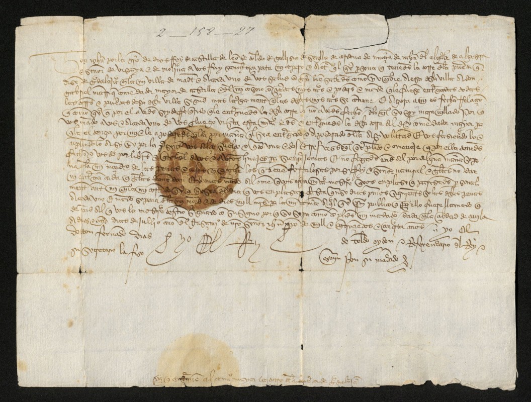 Provisin de Juan II ordenando a Ruy Snchez Zapata, copero real, que entregue la torre de la puerta de Guadalajara en la Villa de Madrid al comendador mayor de Castilla, don Gabriel Manrique