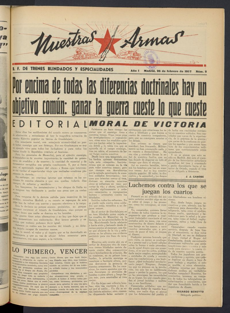 Nuestras Armas del 26 de febrero de 1937