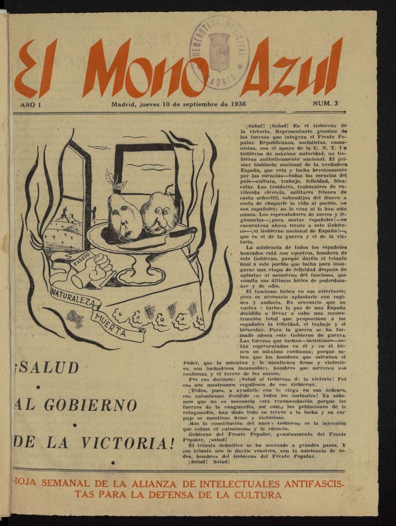 El Mono Azul del 10 de septiembre de 1936