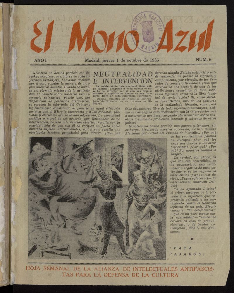 El Mono Azul del 1 de octubre de 1936