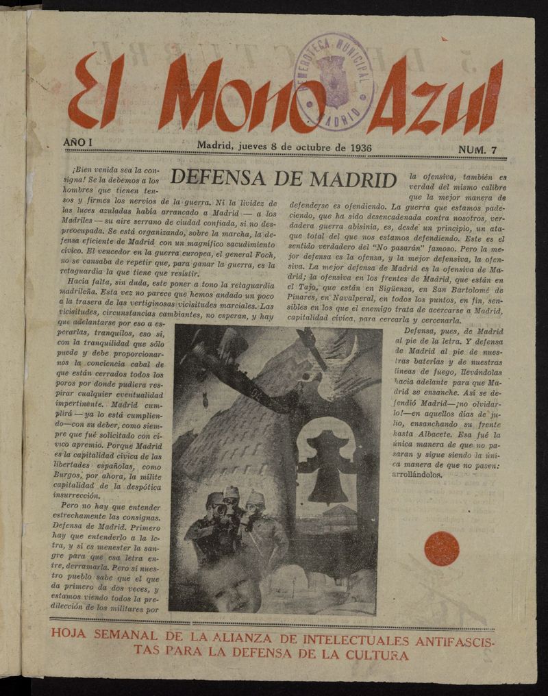 El Mono Azul del 8 de octubre de 1936