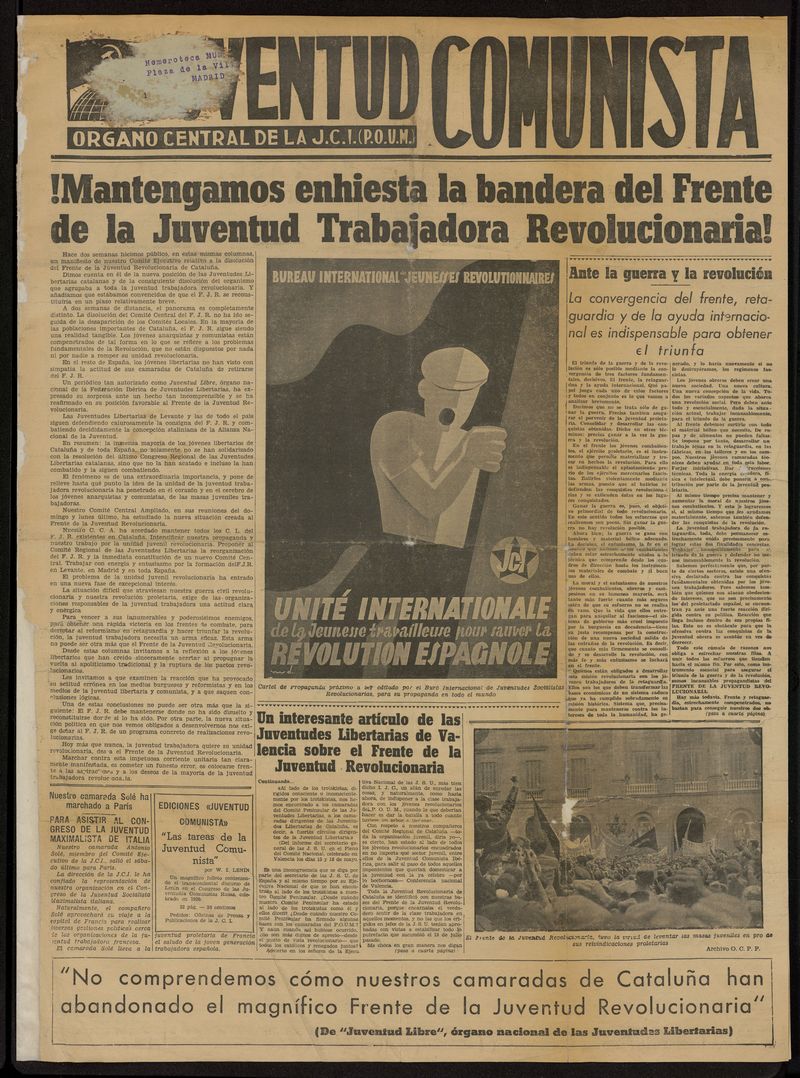 Juventud comunista (Barcelona.1937) del 3 de junio de 1937