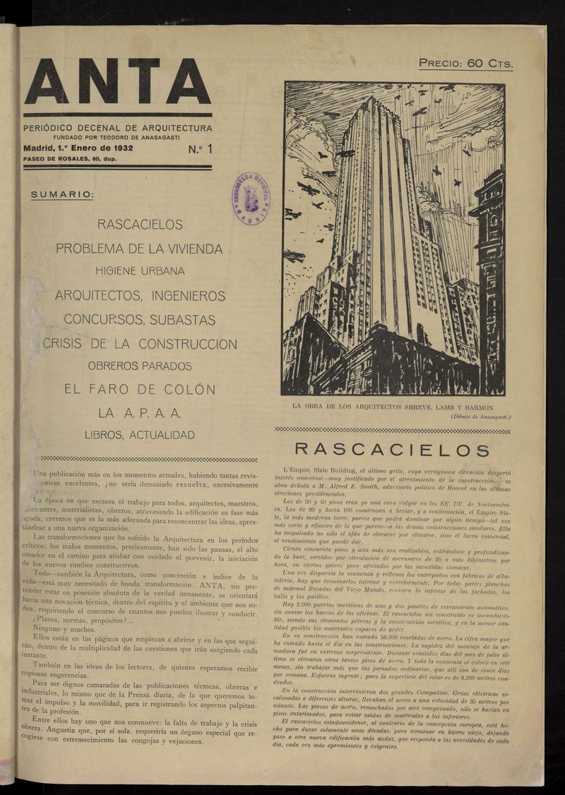 Anta: peridico de arquitectura del 1 de enero de 1932