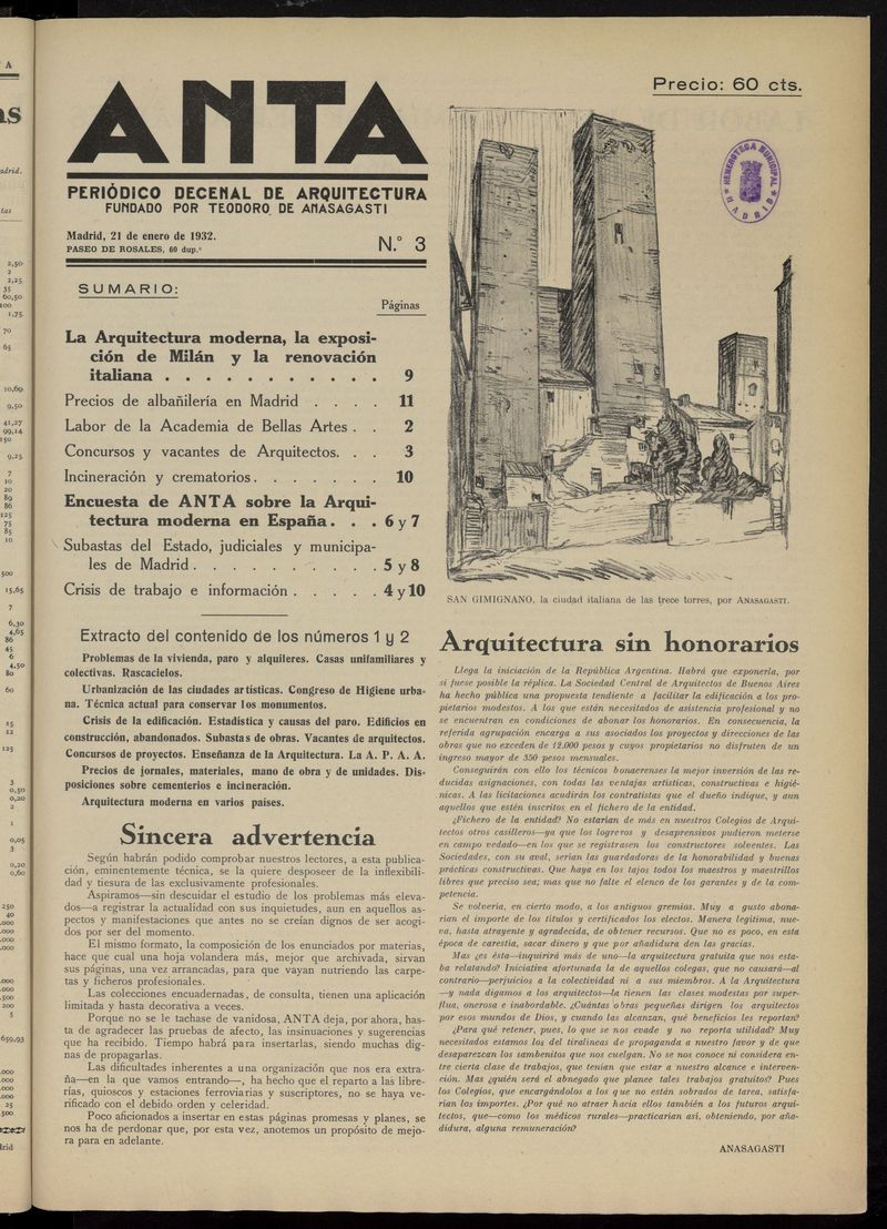 Anta: peridico de arquitectura del 21 de enero de 1932