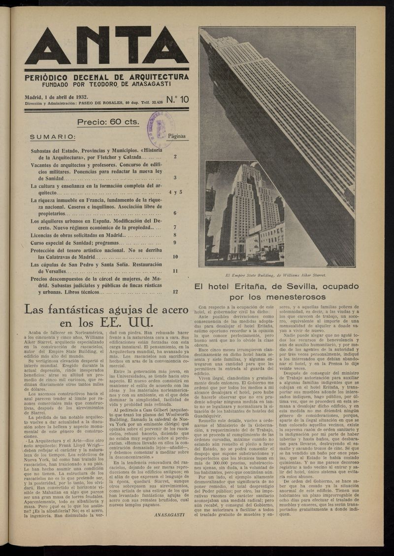 Anta: peridico de arquitectura del 1 de abril de 1932