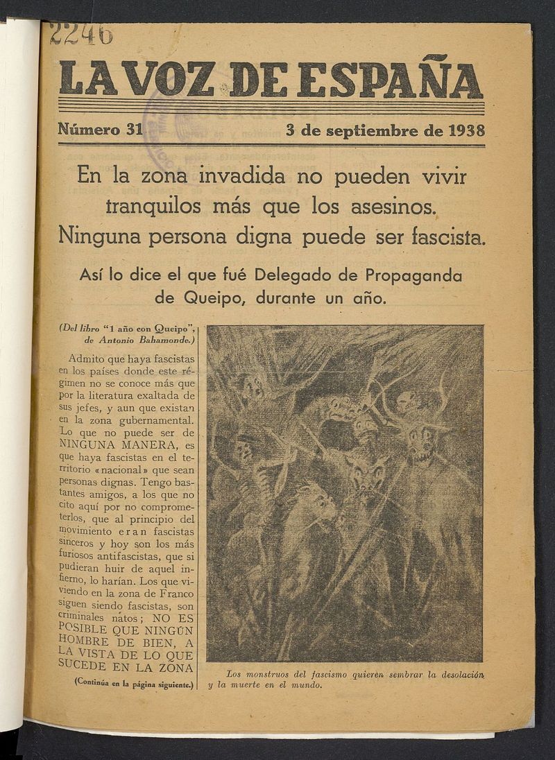 La Voz de Espaa del 3 de septiembre de 1938