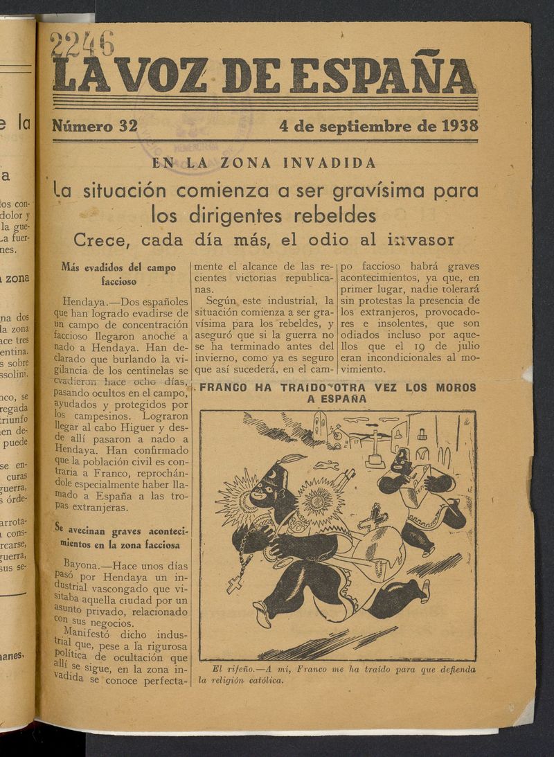 La Voz de Espaa del 4 de septiembre de 1938