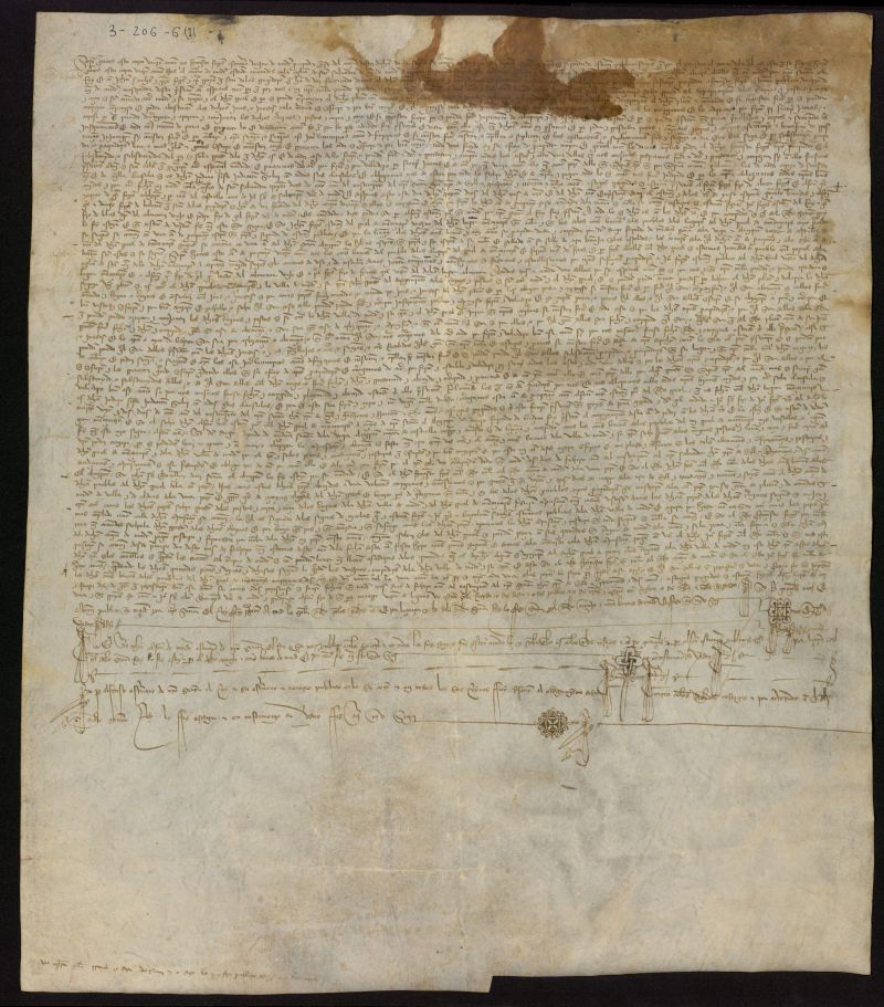 Carta de concordia firmada por la villa de Madrid y los pueblos del Real de Manzanares, con licencia de Diego Hurtado de Mendoza, sobre uso de pastos y caza