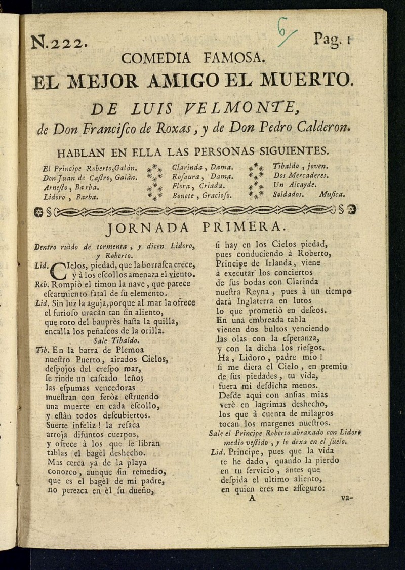 Comedia famosa, El mejor amigo el muerto