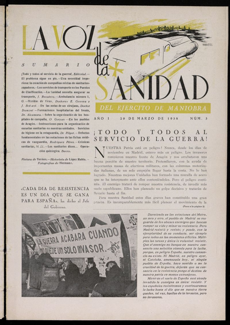 La Voz de Sanidad del Ejrcito de Maniobra del 29 de marzo de 1938