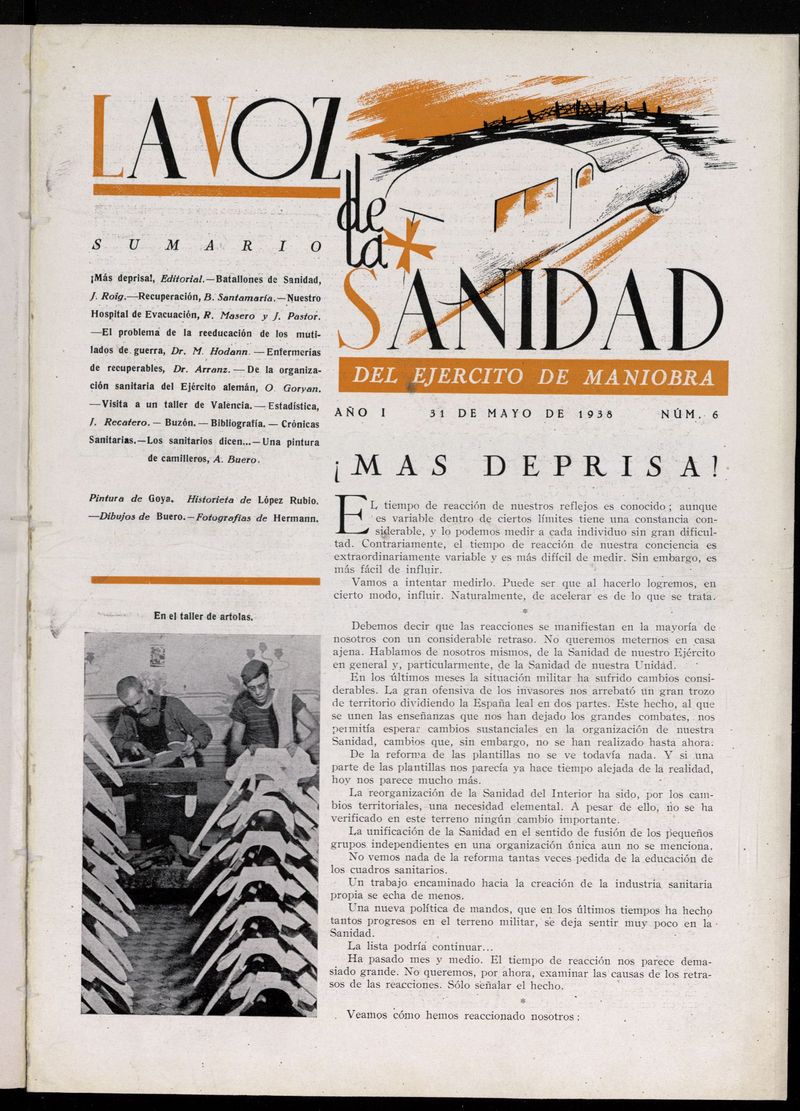 La Voz de Sanidad del Ejrcito de Maniobra del 31 de mayo de 1938