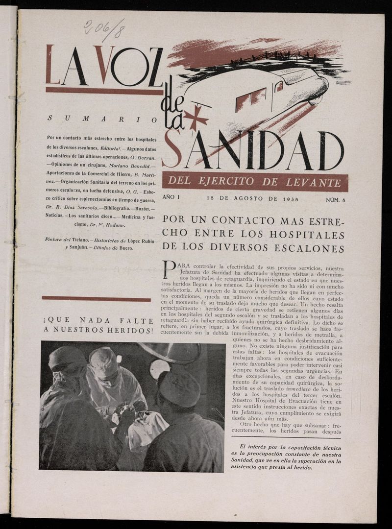 La Voz de Sanidad del Ejrcito de Maniobra del 18 de julio de 1938