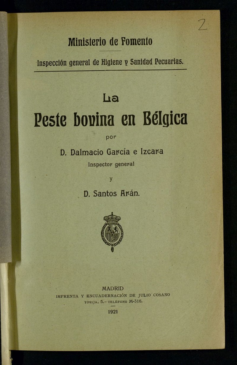 La peste bovina en Blgica