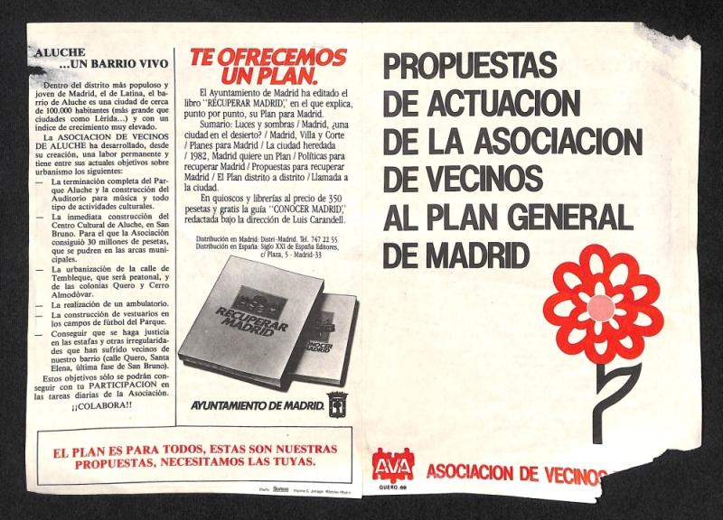 Propuestas de actuacin de la Asociacin de Vecinos de Aluche al Plan General de Madrid (1982)