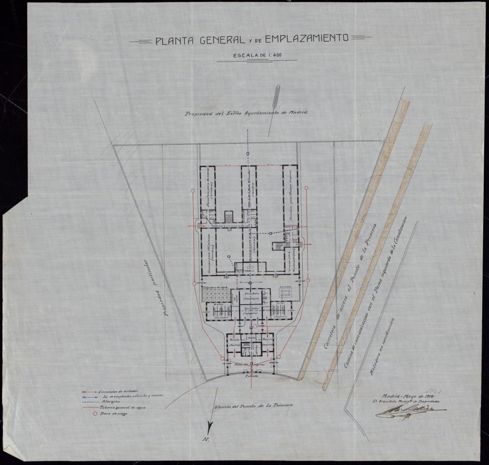 Proyecto de Asilo del Puente de la Princesa. Mayo 1914.