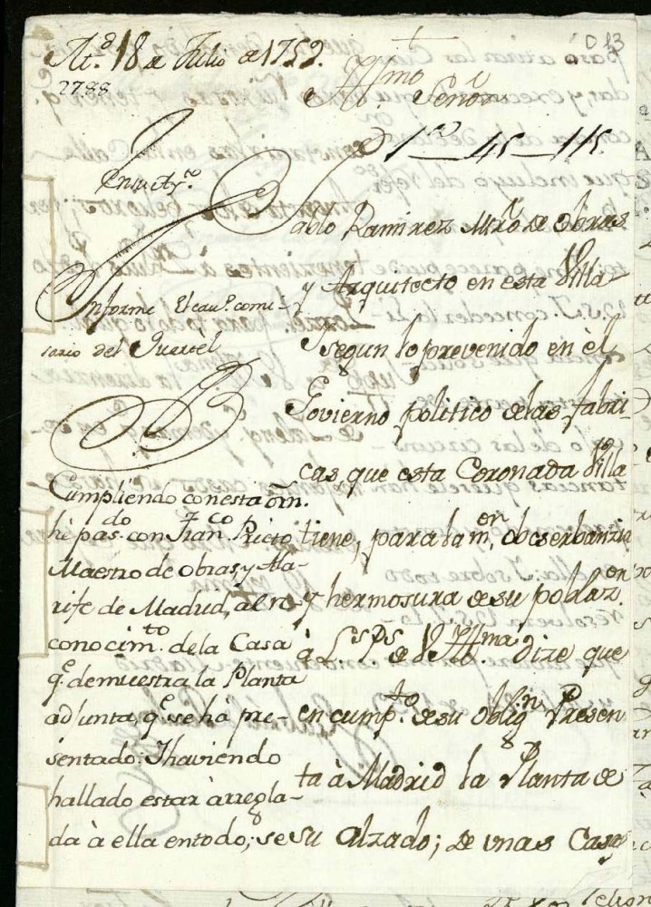 Licencia a Don Pablo Ramrez por Don Juan Pedro Porcel para reedificar unas casas en la Calle Angosta de Peligros