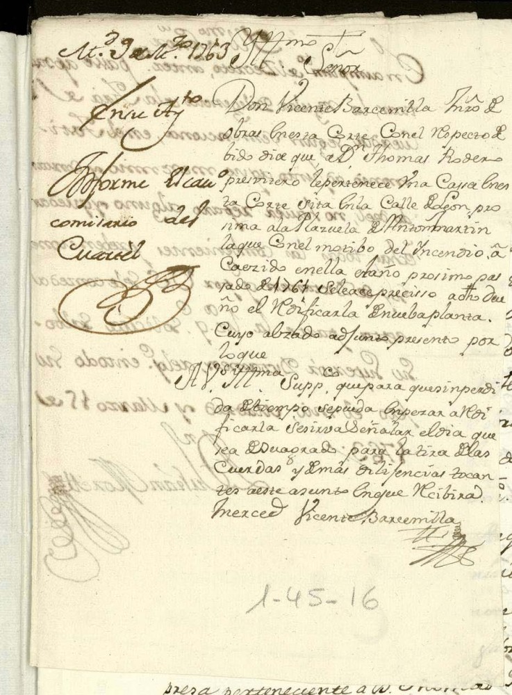 Licencia a Don Vicente Barcenilla por Don Toms Rodero para edificar en la calle del Len
