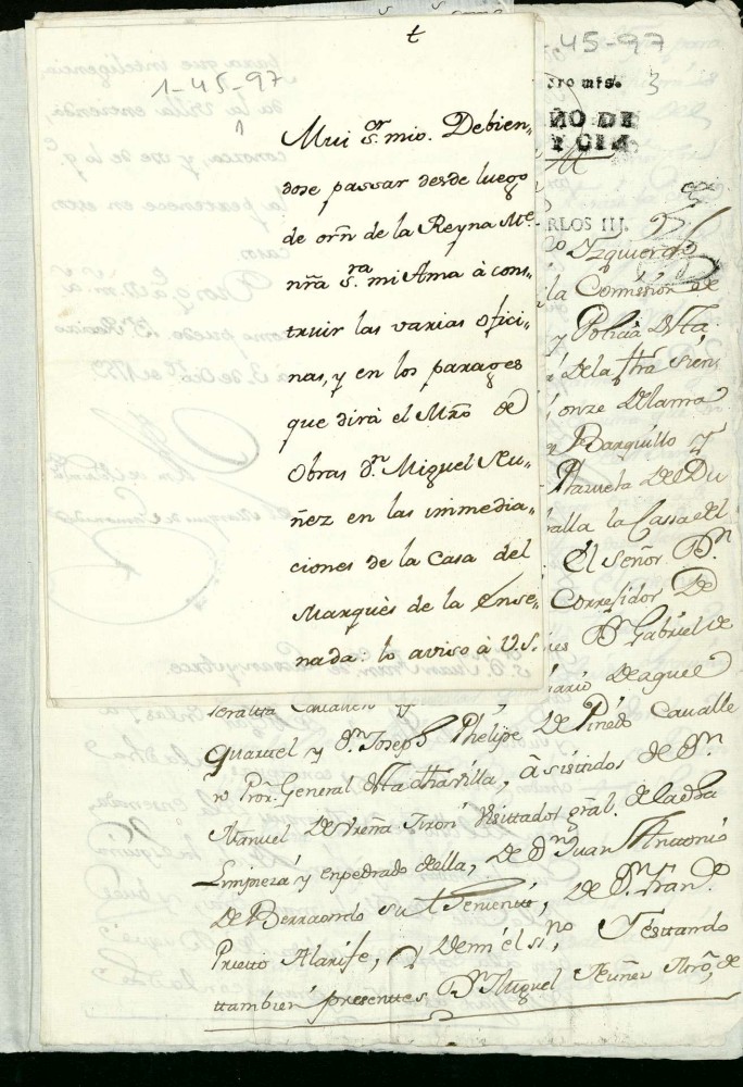 Licencia al marqués de Gamoneda para edificar unas oficinas para la reina madre en la Calle del Barquillo a la Plaza del Duque de Béjar.
