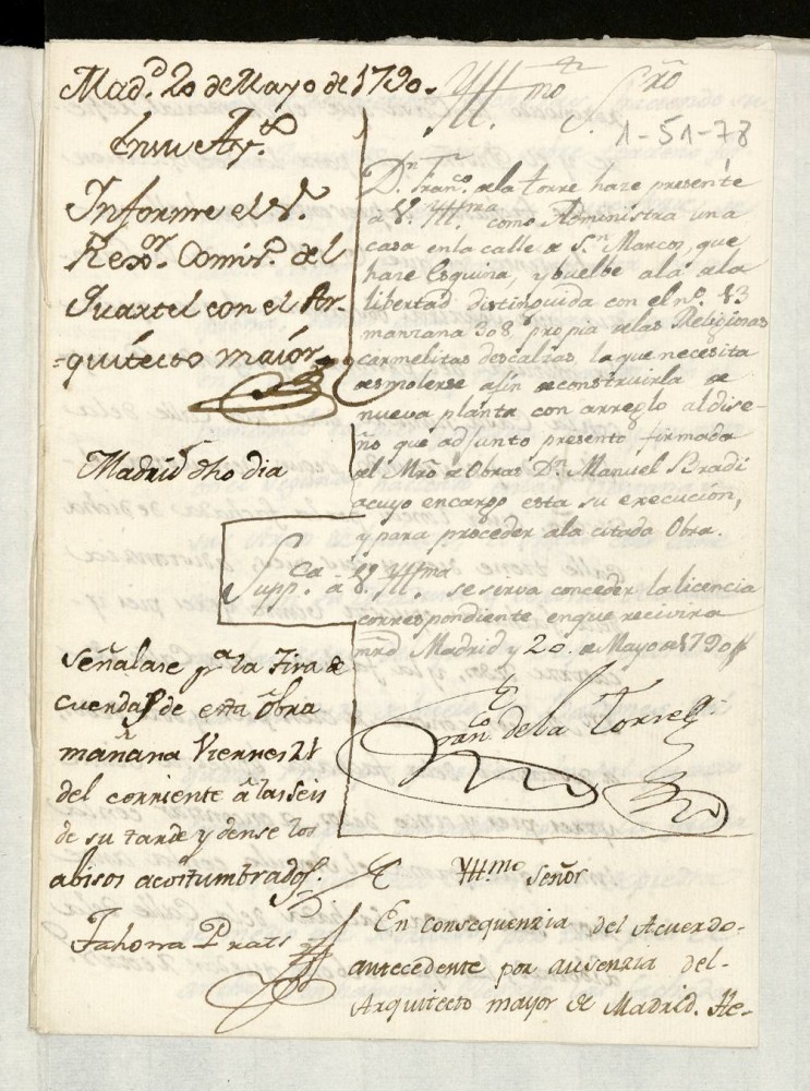 Licencia a Don Francisco de la Torre para reedificar en la calle de San Marcos n 13 manzana 308 propia del convento de las Carmelitas Descalzas