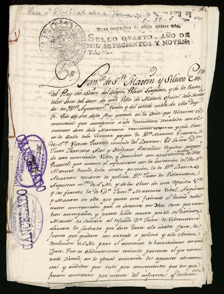 licencia a Don Manuel Esteban de San Vicente para construir en la calle de la Ternera n 12 manzana 396