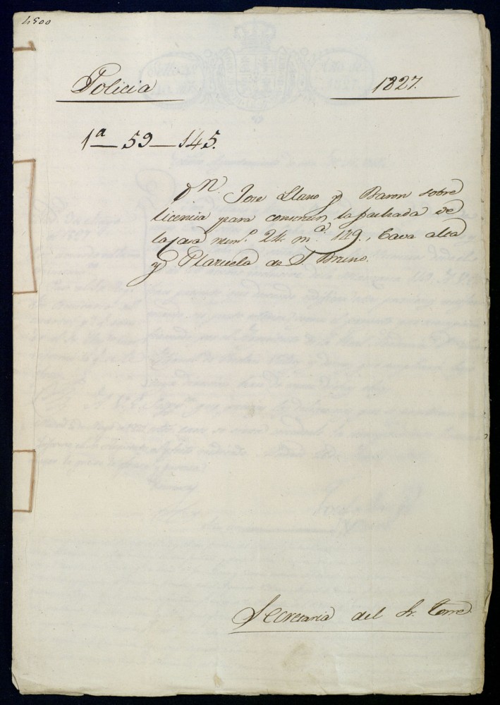 Licencia a don Jos Llano y Barn para construir la fachada de la casa de la calle de la Cava Alta y Plaza de San Bruno, 24 en la manzana 149