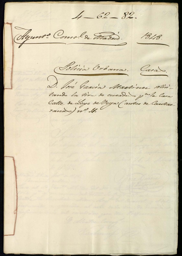 Don Jos Garca Martnez solicitando la tira de cuerdas para la casa de la calle de Lope de Vega (antes de Cantarranas), nmero 11
