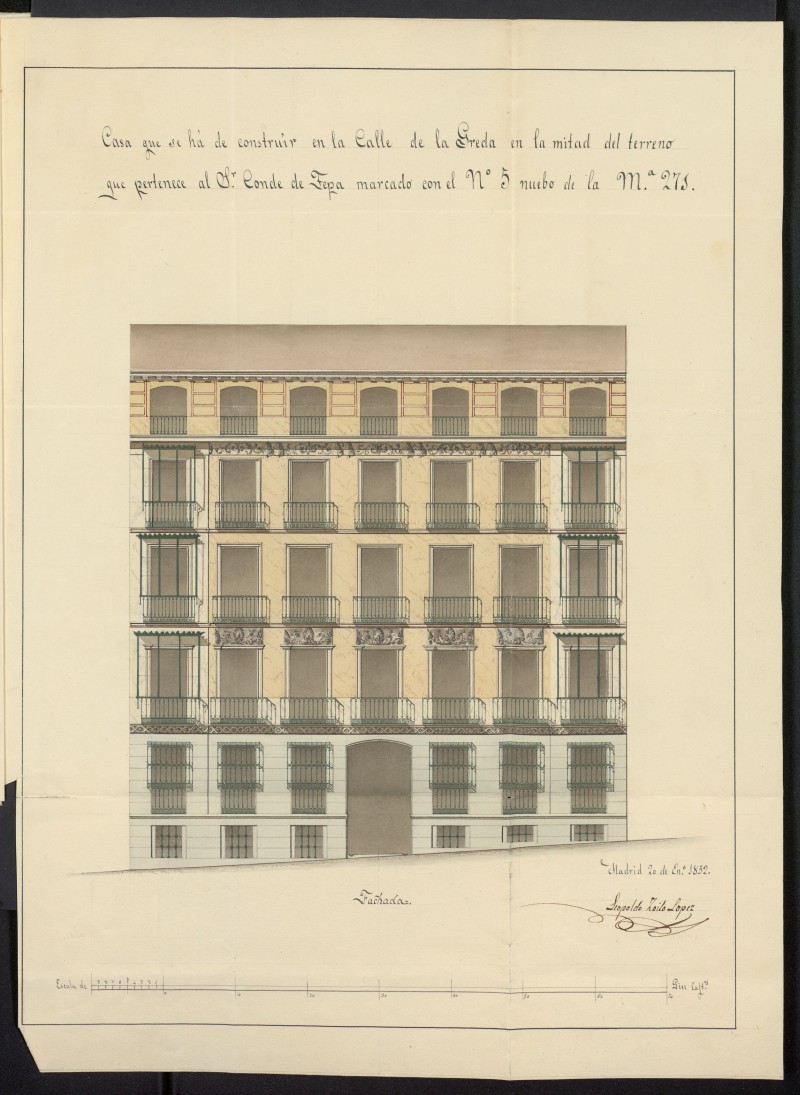 Licencia concedida a Don Joaqun Travesedo, apoderado del Conde de Tepa, para construir una casa en la calle de la Greda, esquina a la del Turco, 5